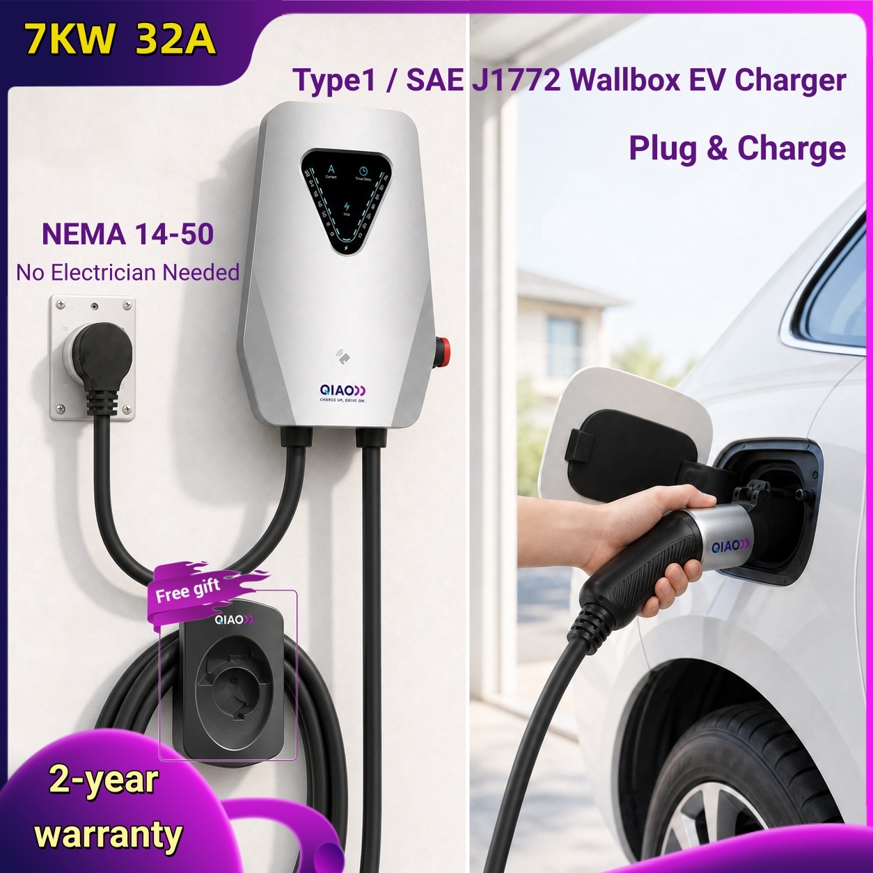 Ładowarka EV Wallbox 7kW 32A T – J1772 Evse 32A Level 2 Charger recenzja i cena